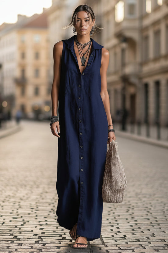 Sleeveless hooded breasted dress 