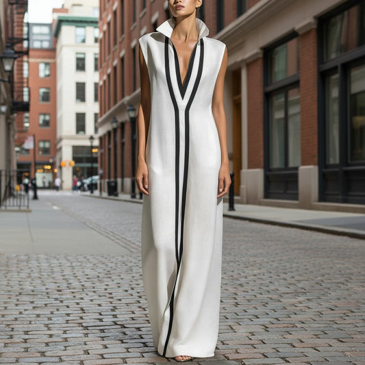 V-neck contrasting dress 