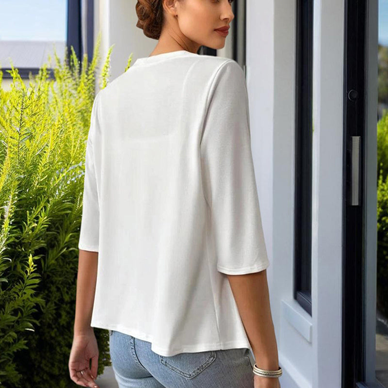 Minimalist Round-Neck Loose Shortsleeve Jacket CJ US