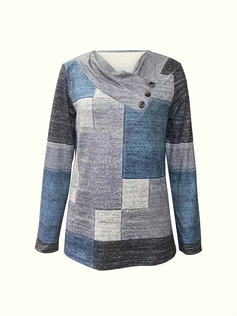 Spring-autumn New Checked Long-sleeved Top Casual Button-down T-shirt CJ