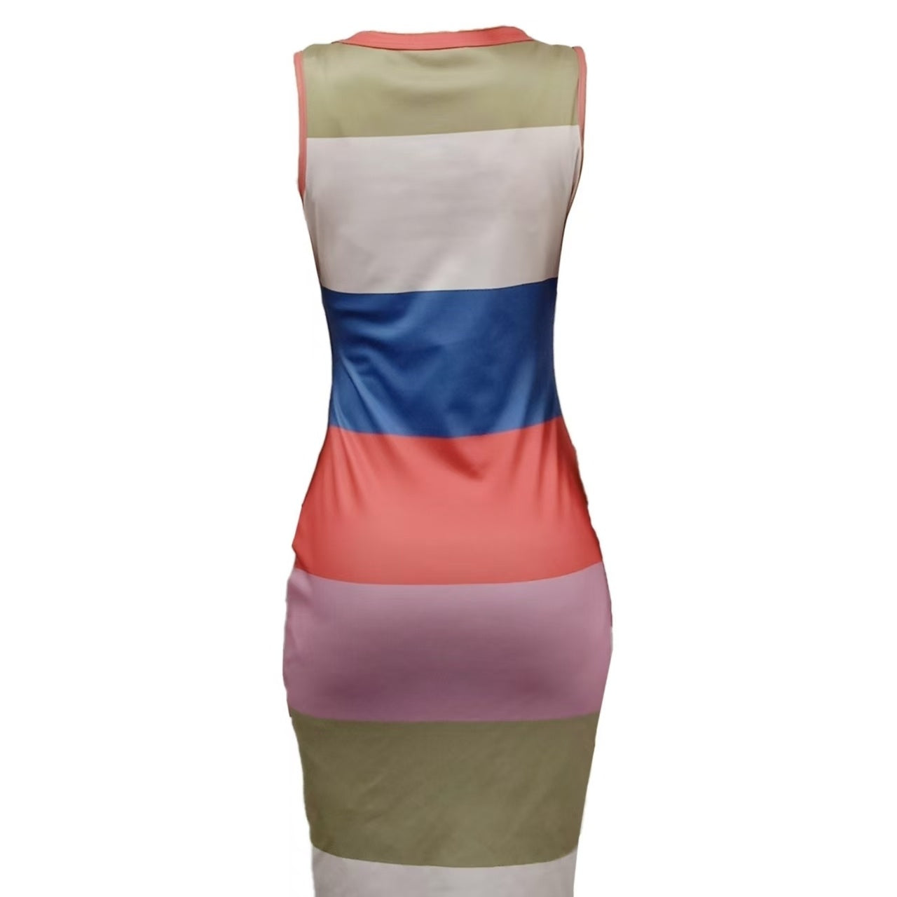 Women’s Color-Blocked Striped Sleeveless Bodycon Dress CJ US