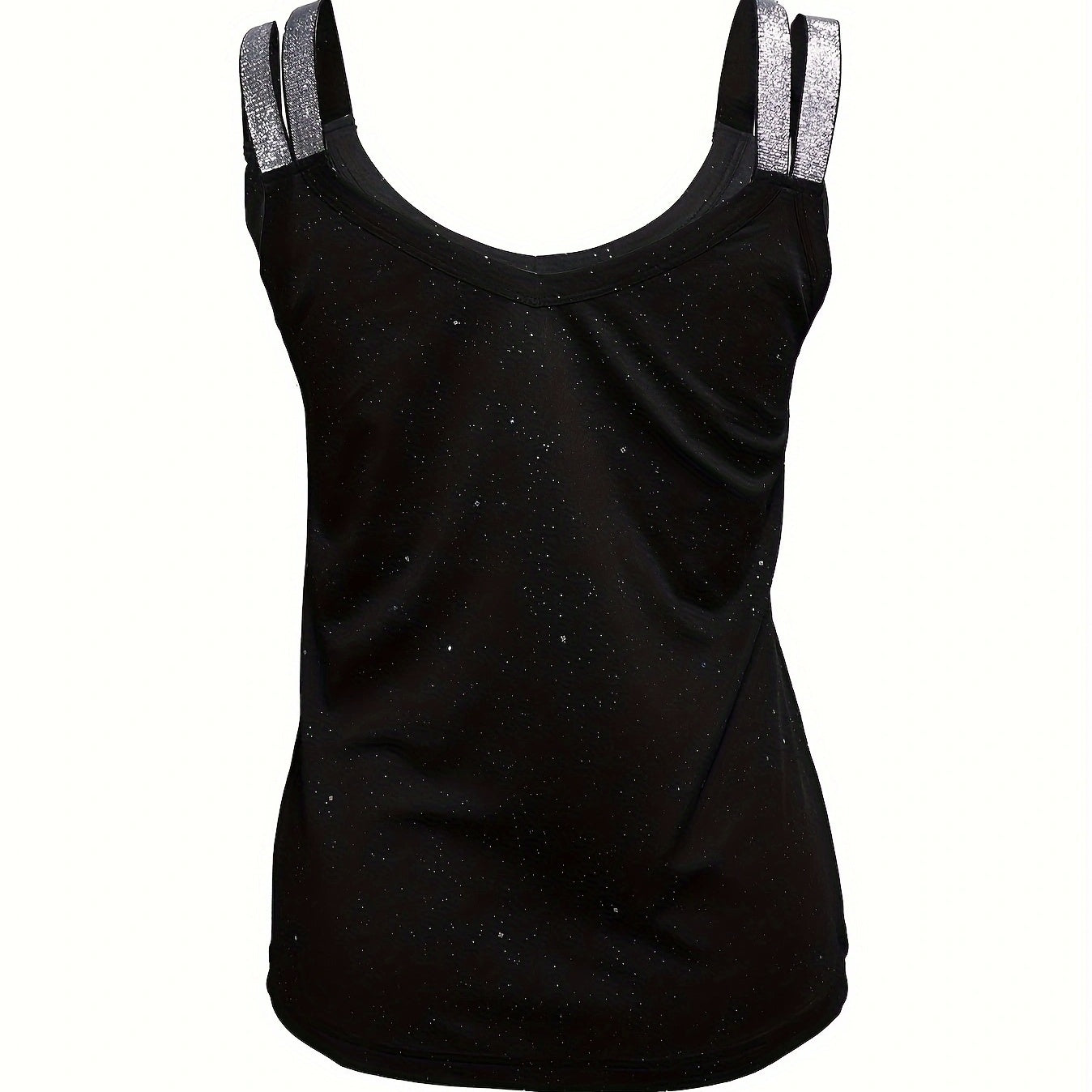 Women's Solid Color Rhinestone Shoulder Strap Sequin Camisole Top CJ US