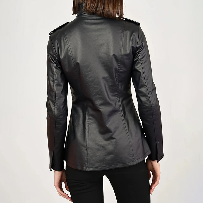 “Vintage Style PU Jacket — Mid-Length Open Cardigan Coat” CJ US