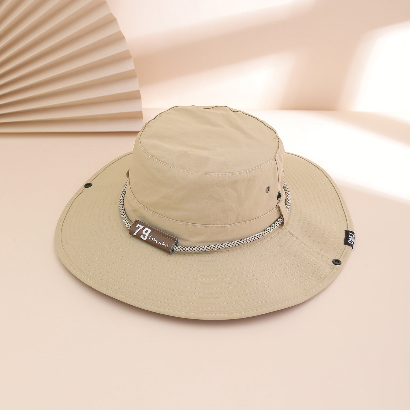 Plain-color Letter-pattern Leather Sun-protective Wide-brimmed Sunshade Outdoor Simple Style Fisherman Hat For Daily Commuting, Fishing, Mountain Climbing 