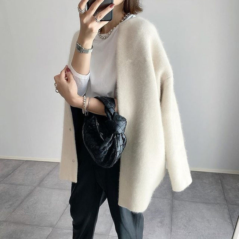 Women's Solid Color Wool-like Coat, Oversized Long Sleeve Button Up Trench For Fall Winter Casual Outwear CJ US