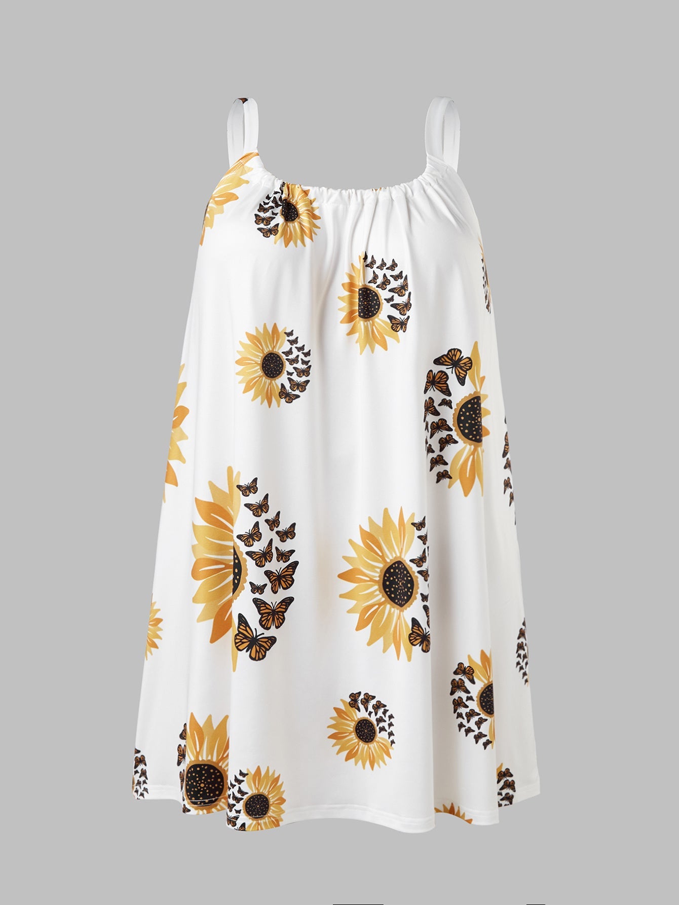 Plus Size Sleeveless Camisole Sunflower Printed Vest Elegant Wrap Women's Sexy Party Casual Loose Dresses FitiqueFit