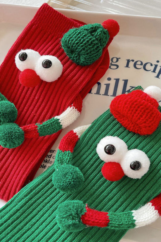 Cute Cartoon Christmas Socks Solid Cotton Middle-tube Socks For Adults And Children CJ