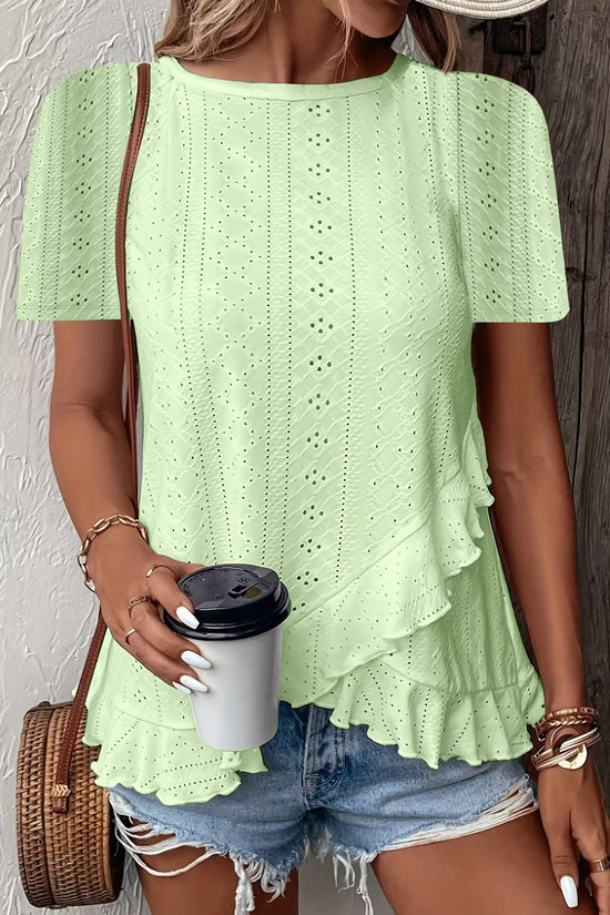 Womens Fashion Casual Solid-color Short-sleeve Crew Neck 