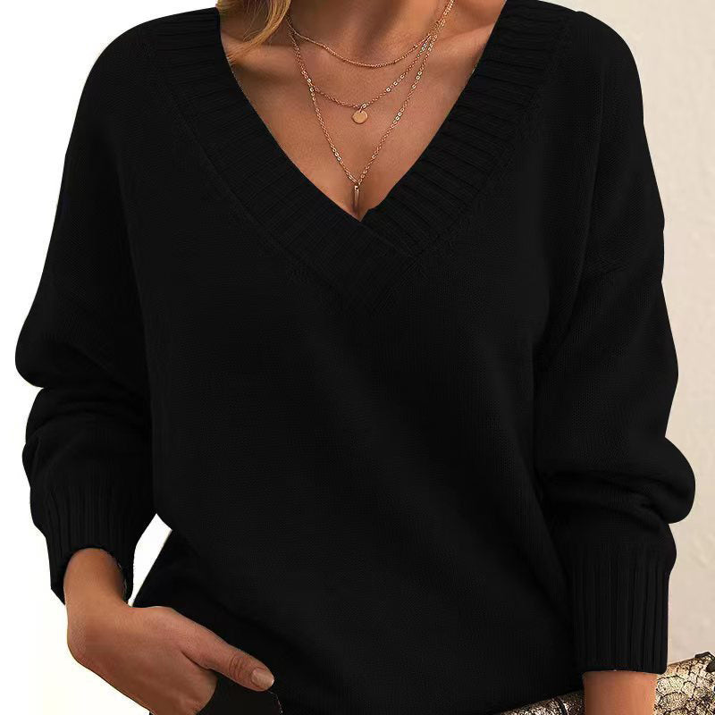 Womens Sweaters Casual Drop Shoulder Long Sleeve V Neck Pullover Tops Trendy Fall Fashion Clothes CJ US