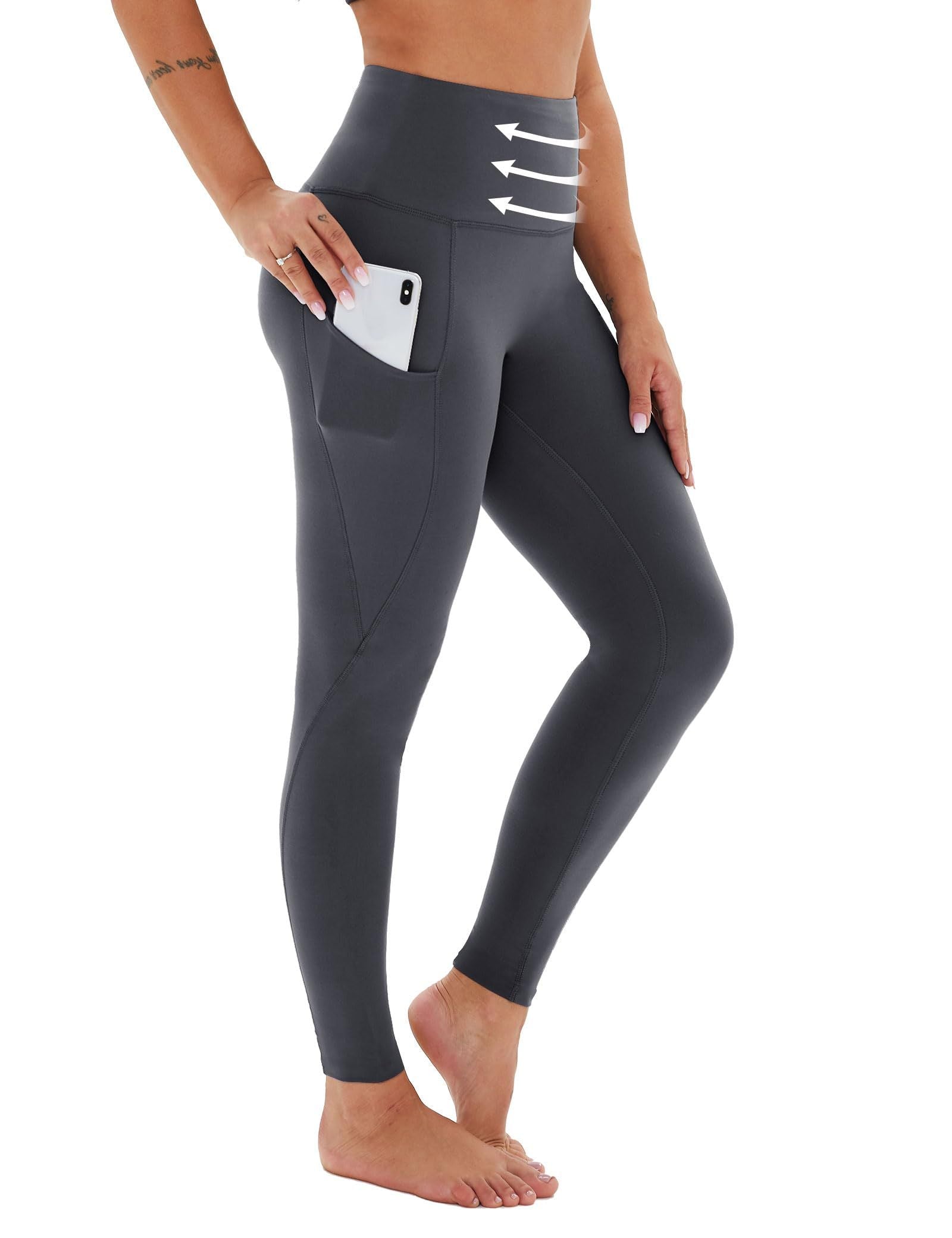 Yoga Pants - Cropped High-waisted Diagonal Pockets To Tuck In Solid Color CJ US