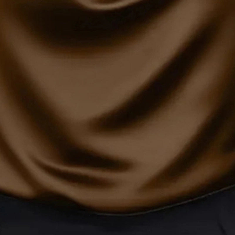 Women's Elegant Draped Neck Blouse, Solid Color Ruffle Detail Long Sleeve Shirt For Office And Formal Wear CJ US