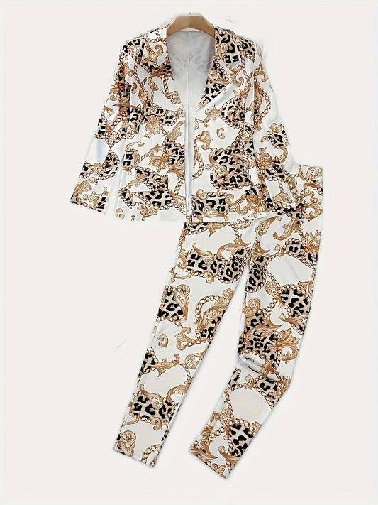 Geometric Print Two-Piece Blazer Set CJ US