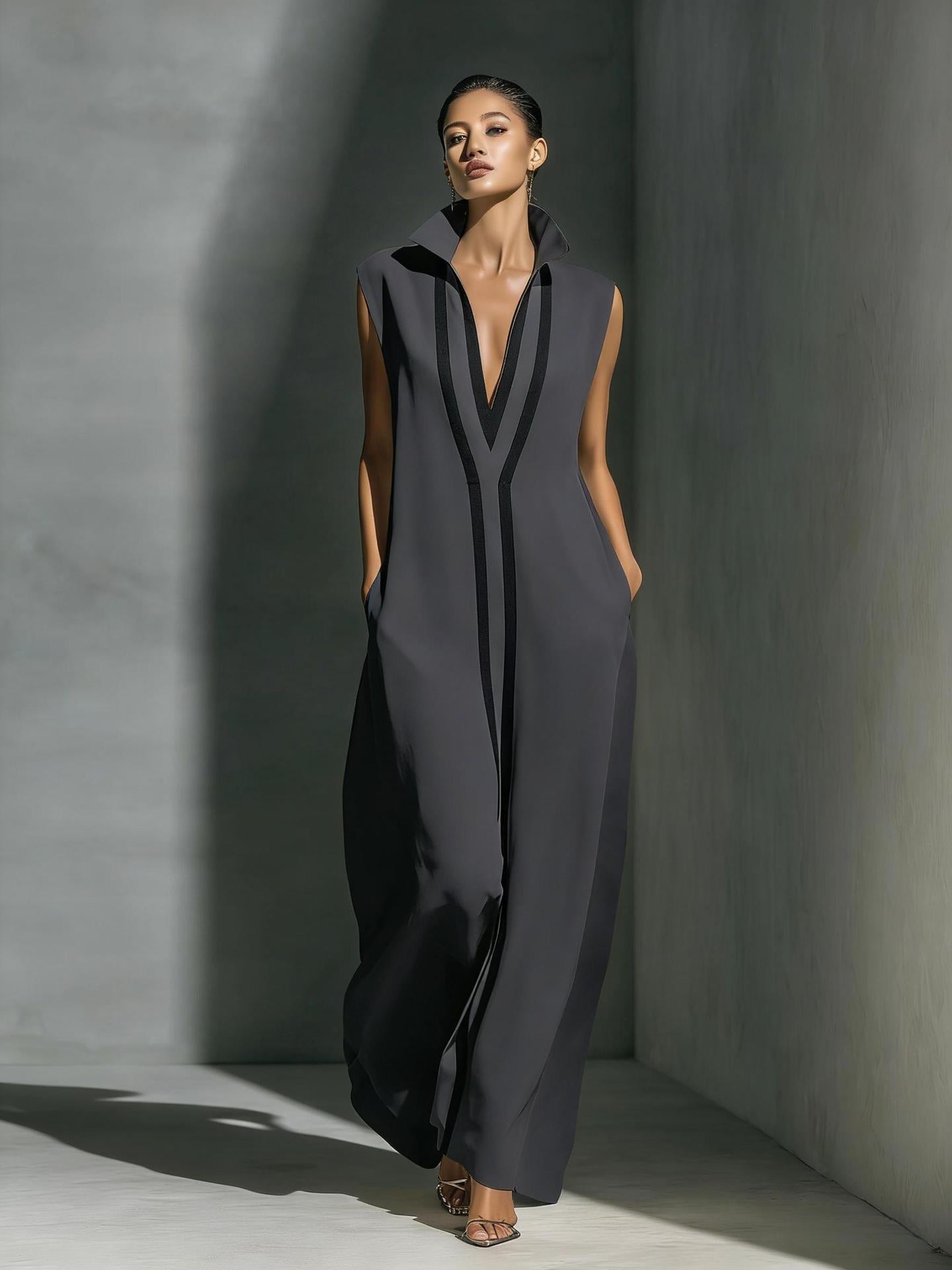 V-neck contrasting dress 
