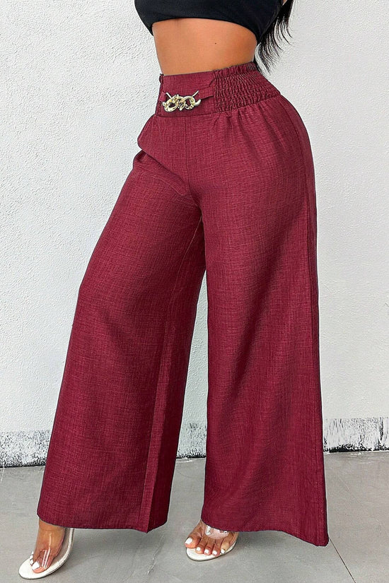 New Womens Fashionable Retro High-Waist Elastic Drapey Wide-Leg Long Pants For Women 