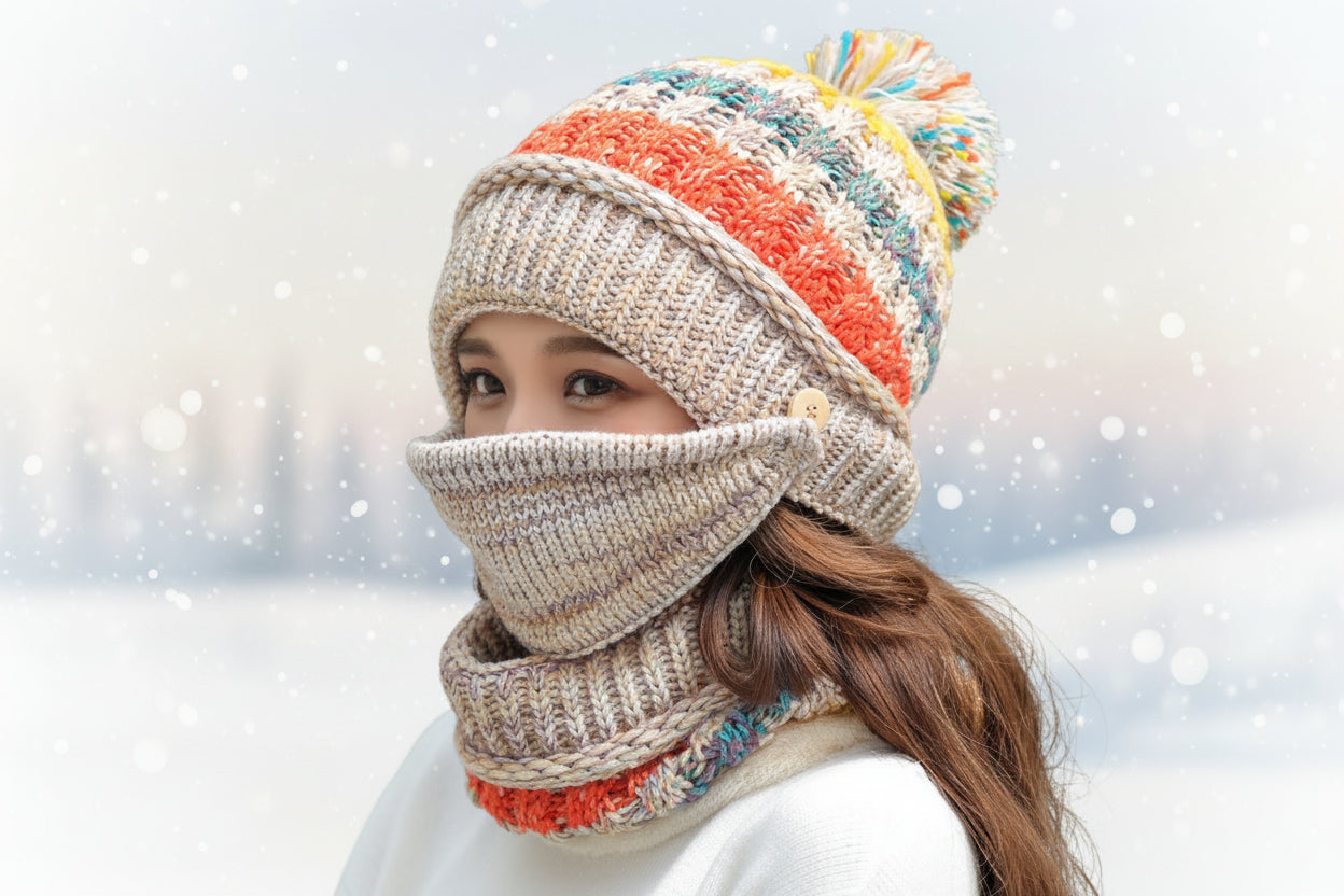 Winter Plush Knitted Hat – Soft Warm Knit Beanie for Cold Weather - FitiqueFit