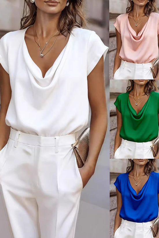 Women's Casual Short-sleeve Turtleneck Top 