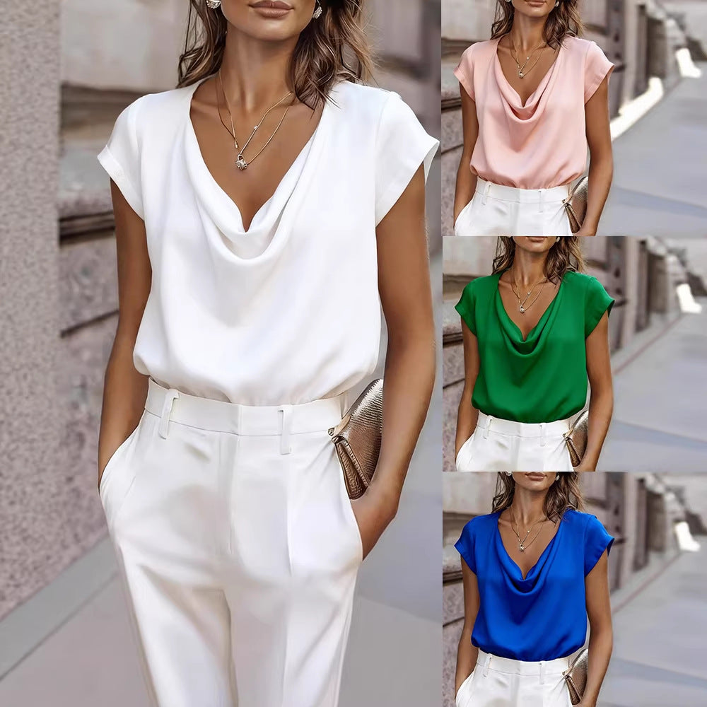 Women's Casual Short-sleeve Turtleneck Top 