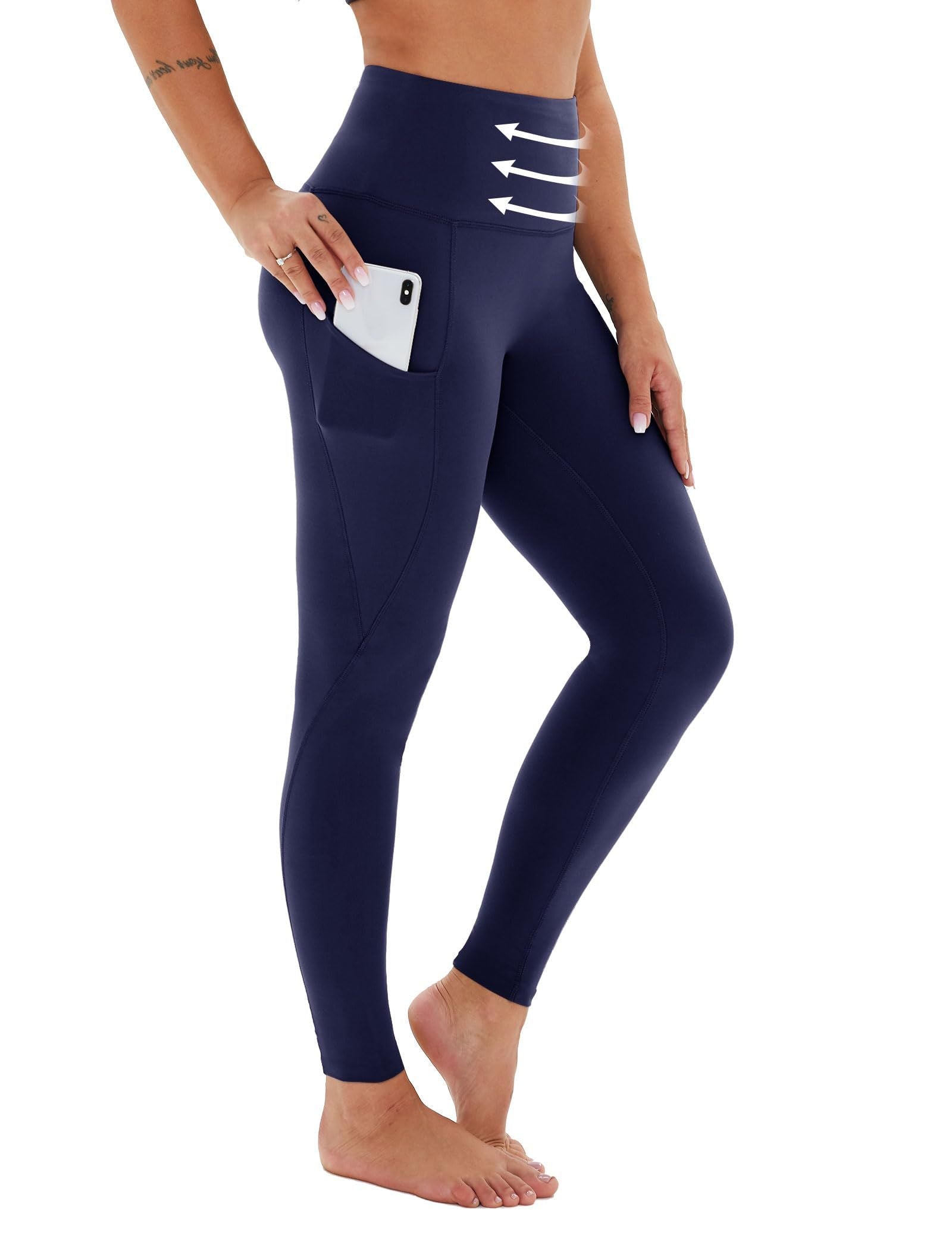 Yoga Pants - Cropped High-waisted Diagonal Pockets To Tuck In Solid Color CJ US
