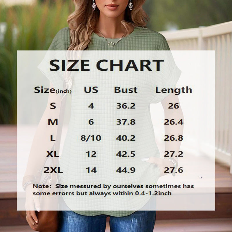 Women's Solid Color Round Neck Short Sleeve Top - Textured Cuff Detail Comfortable Summer Casual Tee CJ US