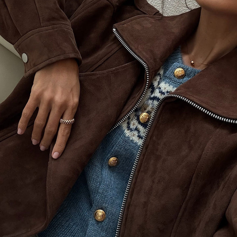 Women's Casual Zip Up Jacket, Fall Long Sleeve Outerwear Coat With Pockets CJ US