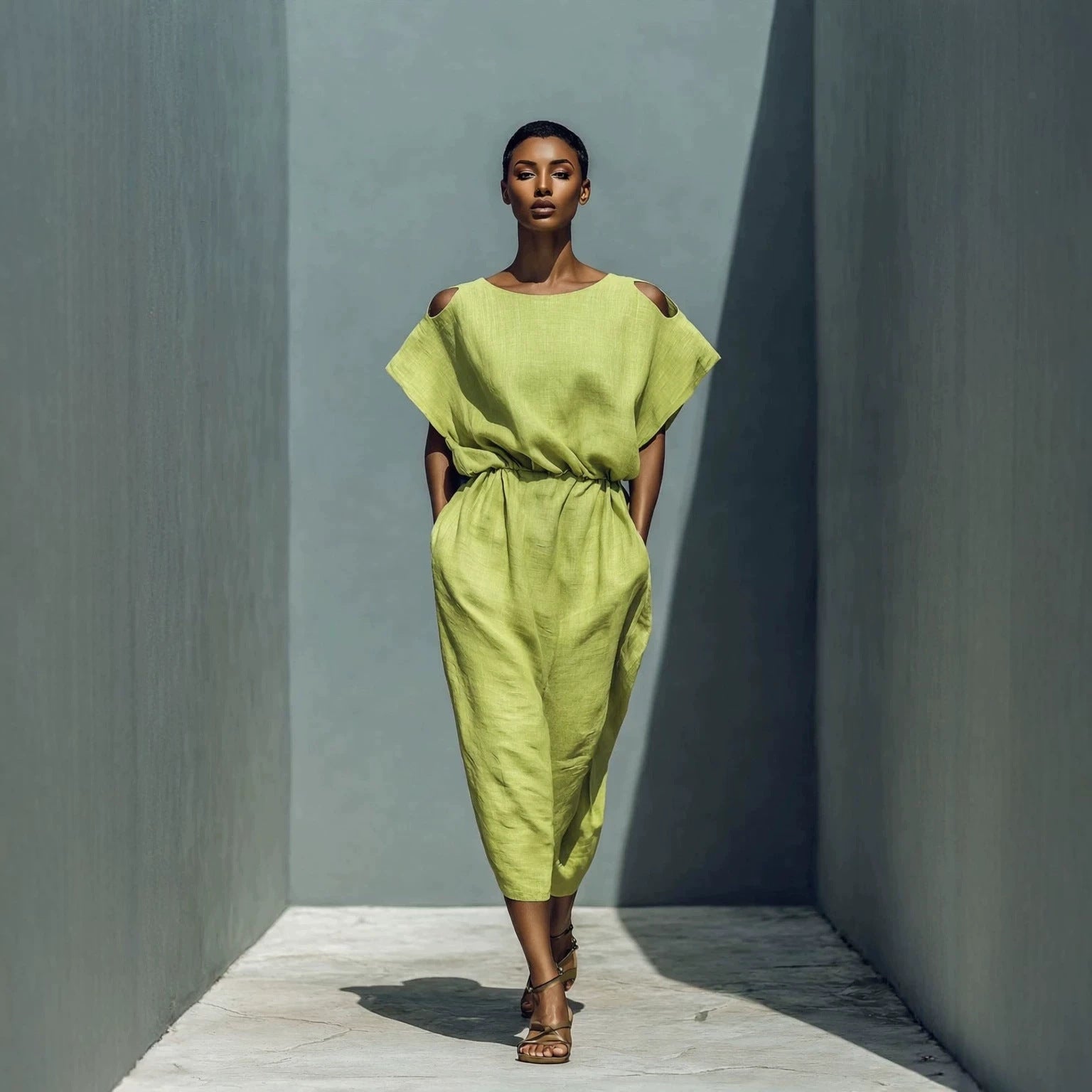 Womens Batwing Sleeve Off-Shoulder Elastic Waist Dress 