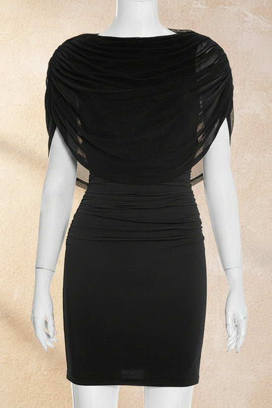 Womens Sleeveless Bodycon Dress With Mesh Paneling 