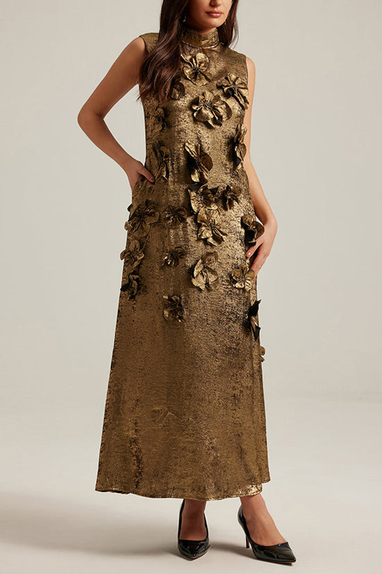 🌸 Three-Dimensional Floral Sleeveless A-Line Dress eprolo