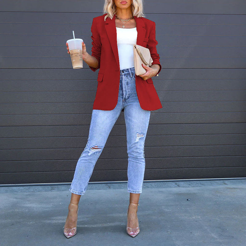 Womens Casual Blazers Open Front Long Sleeve Work Office Suit Jackets Blazer CJ US