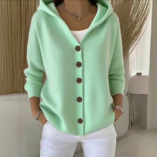 Women’s Button-Down Hoodie Cardigan Sweater Coat 