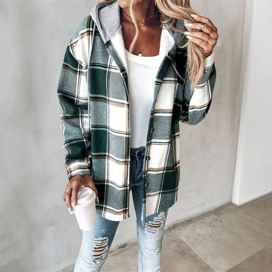 Plaid Drawstring Hoodie Shirt CJ US