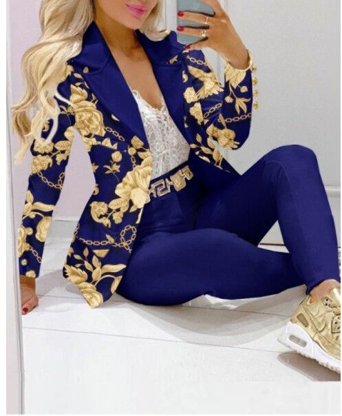 Casual Fashion Set Women's Suit Pink Suit Yellow Brown Striped Dotted Chain 