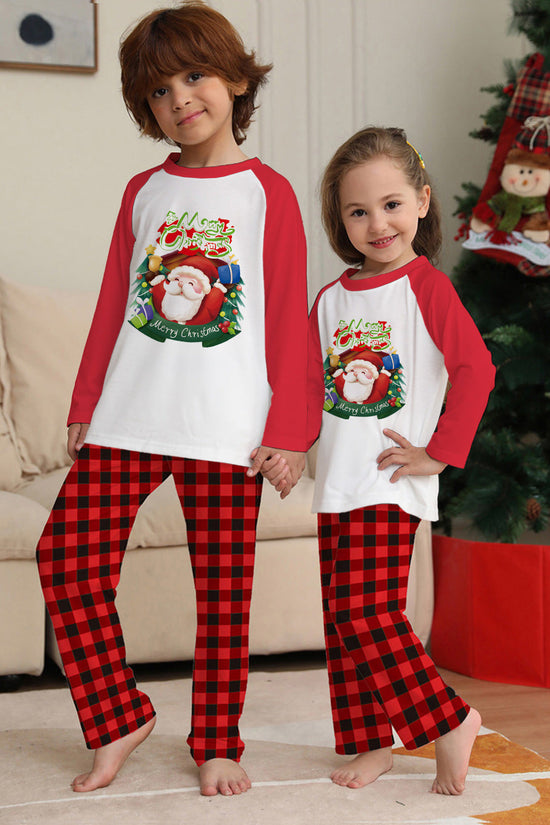 Christmas Parent-Child Clothes Set Long Sleeve T-Shirt Plaid Pants Family Matching Pajamas CJ