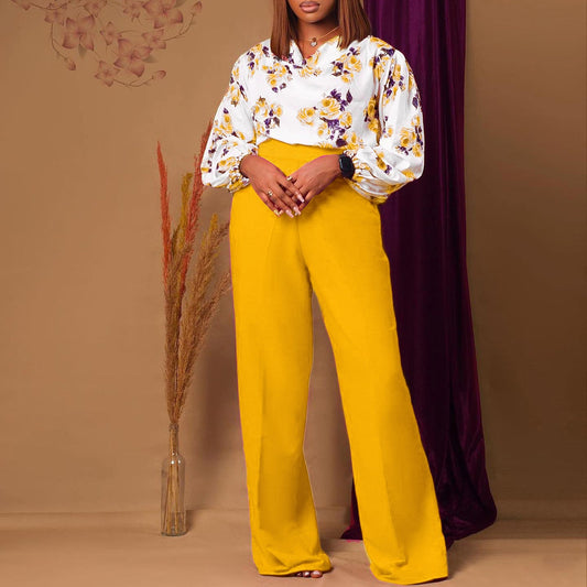 Women's Fashionable Printed Lace-Up Casual Set 