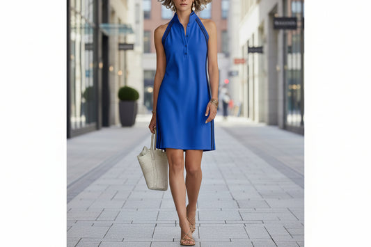 Solid-color Sleeveless Button-up Collar Dress 