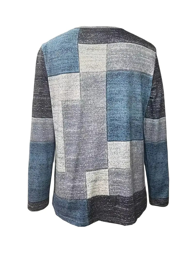 Spring-autumn New Checked Long-sleeved Top Casual Button-down T-shirt CJ