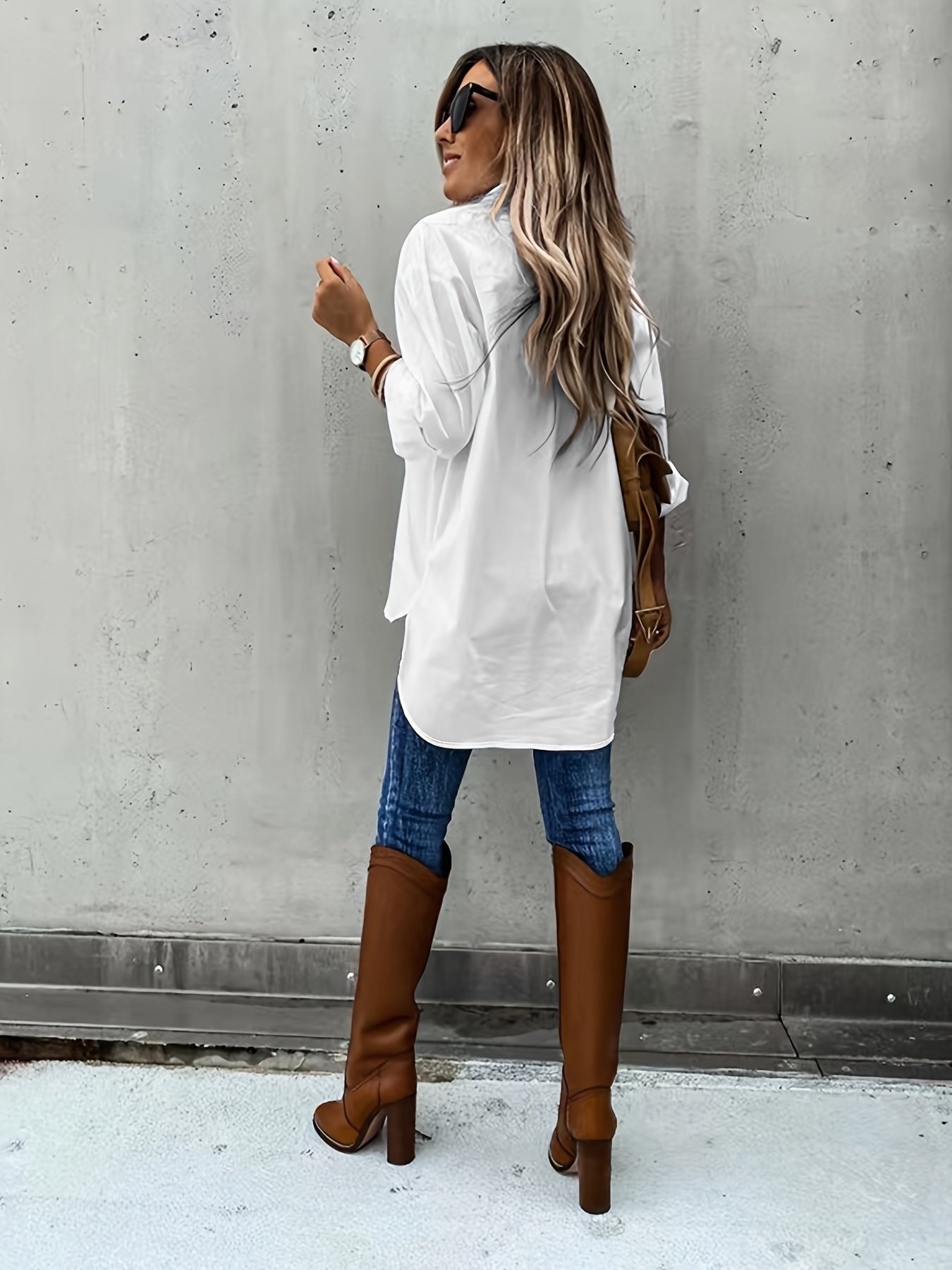 Simple Casual Long Sleeve Shirt With Pocket CJ US