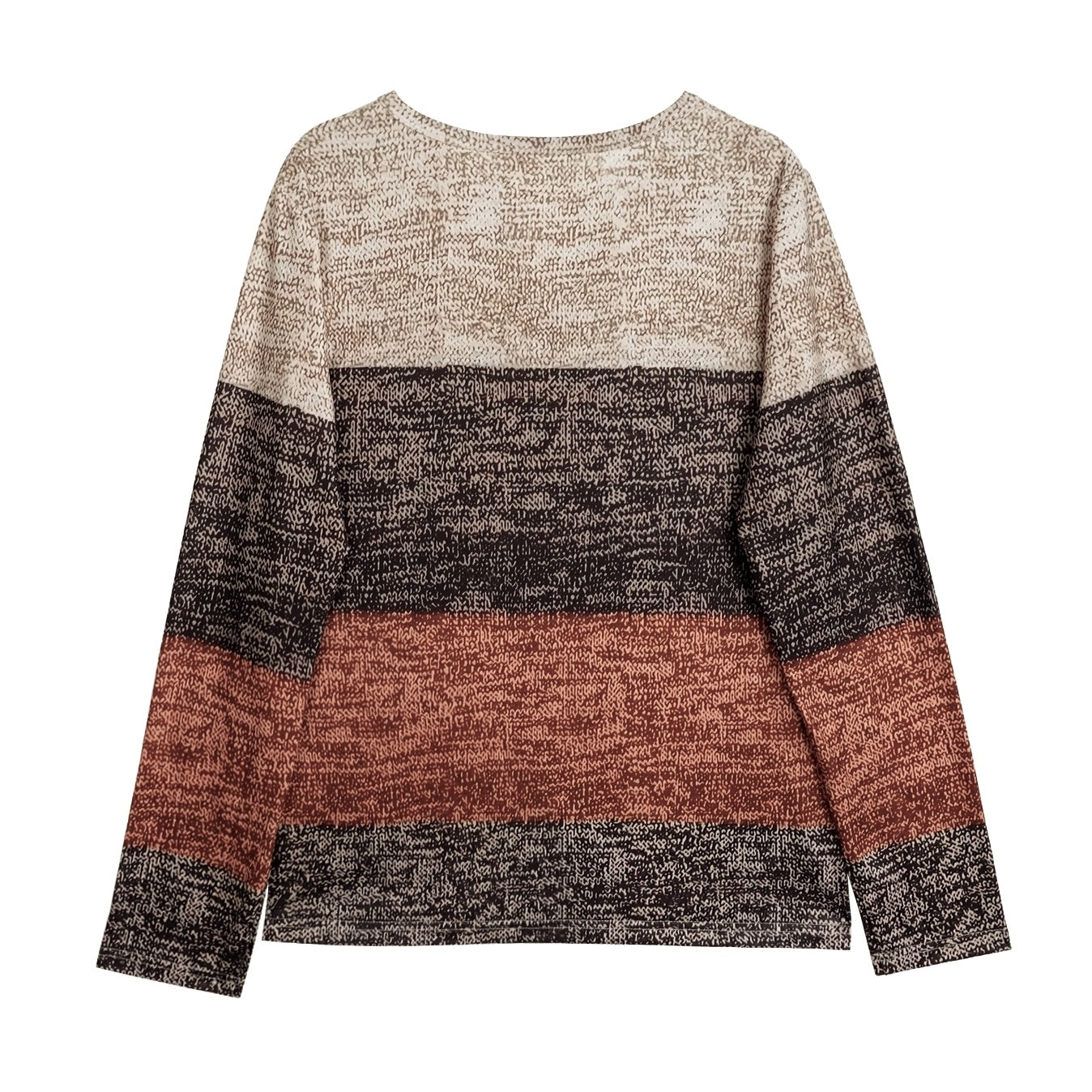 Women's Pullover Color Block Casual Print V-neck Long Sleeved T-shirt CJ US