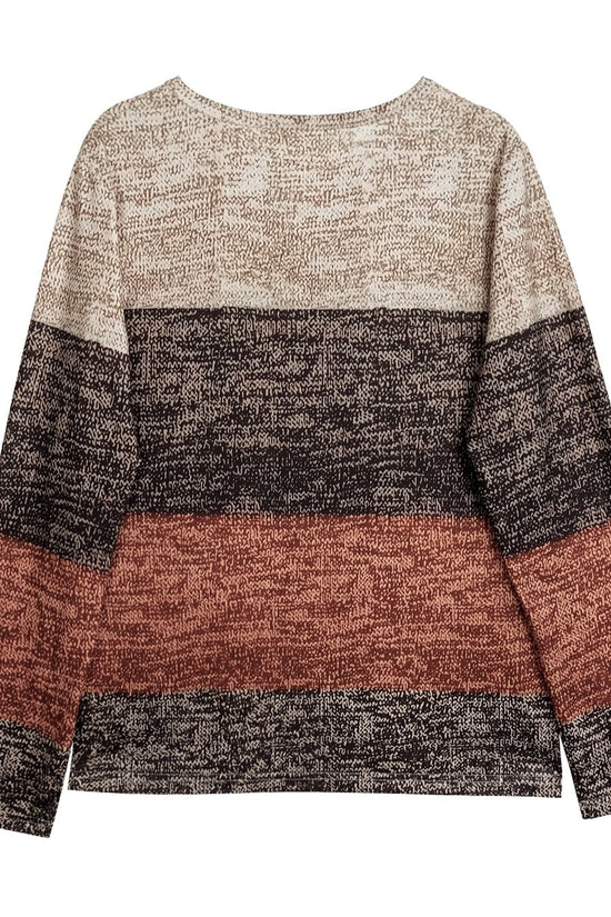 Women's Pullover Color Block Casual Long Sleeved T-shirt CJ US