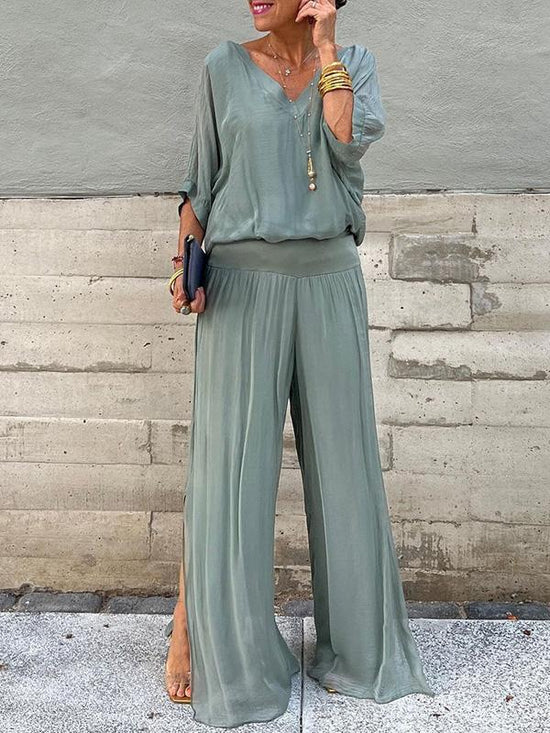 Fashionable Best-Selling Solid-Colored Chiffon Set For Women 