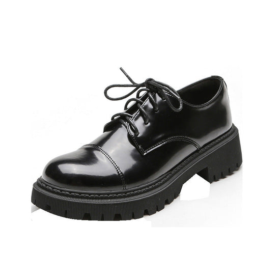 Women’s Solid-Color Retro Slip-On Platform Shoes – Versatile Casual Style CJ