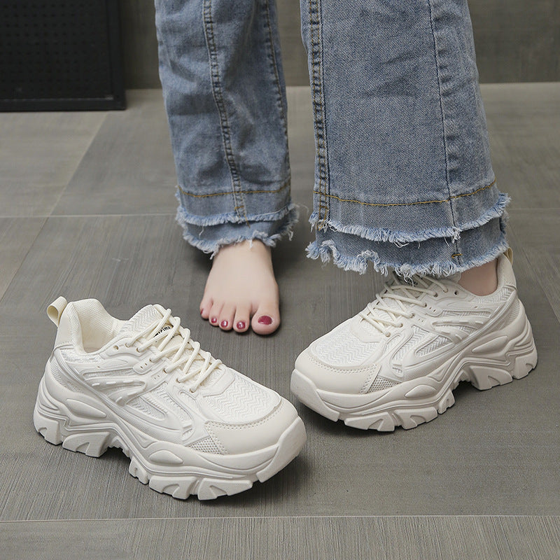 Women's Thick Bottom Breathable White Shoes CJ