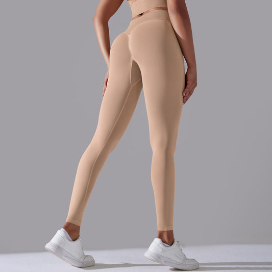 🍑 High-Waisted Peach Hips Nude Yoga Pants 