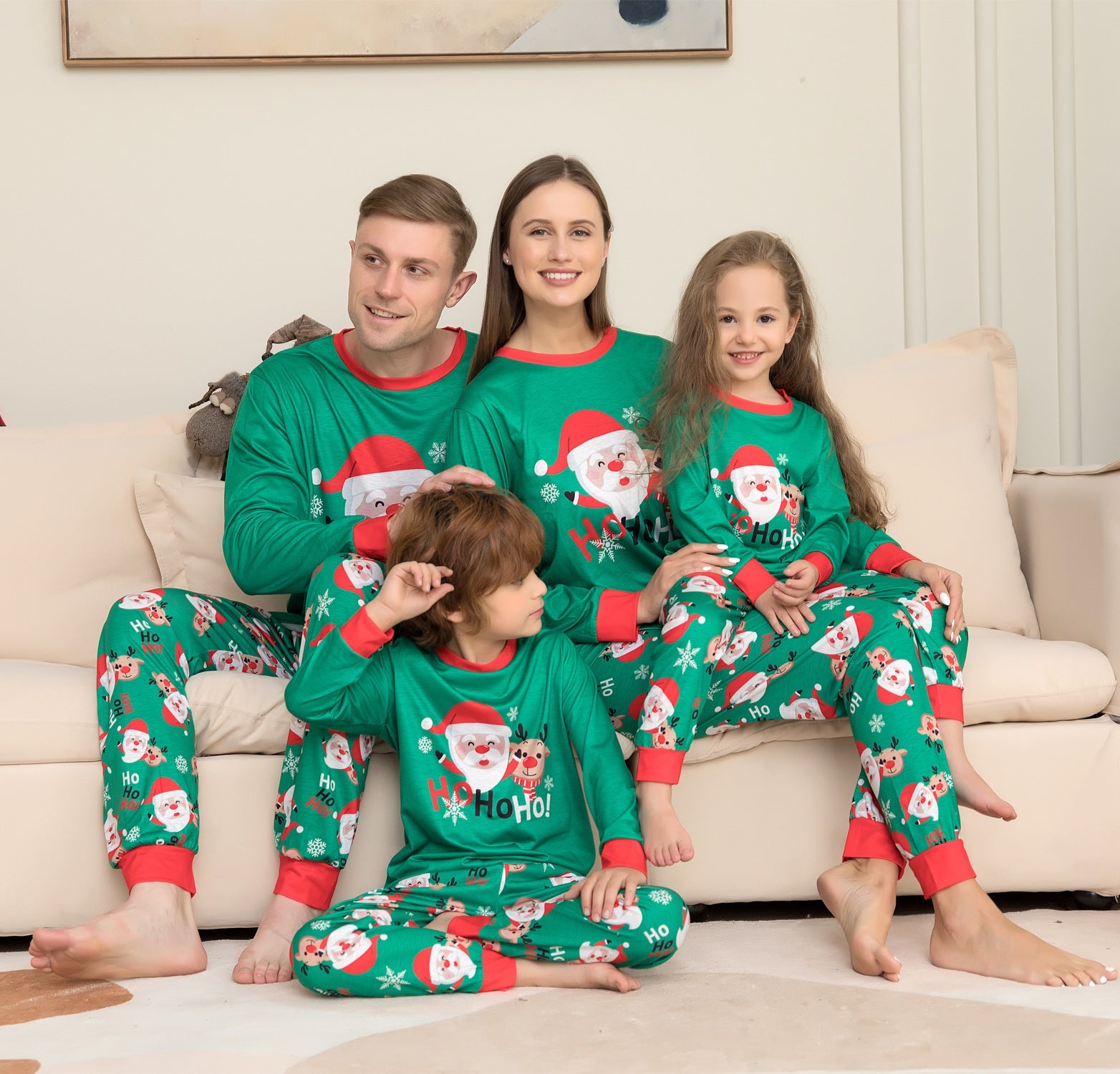 Christmas Pajamas For Family Matching Family Christmas PJs Sets Santa Claus Printed Top Sleepwear CJ