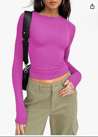 Slim Fit Long Sleeve Shirt | Women's Casual Crop Tops | Diversi