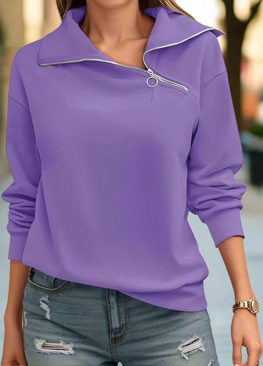 Womens Zipper Sweatshirt Turtleneck Long Sleeve Pullover Casual Loose Sweatshirts Top T Shirts CJ US
