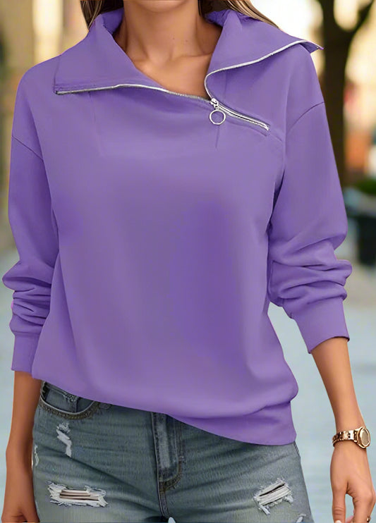 Womens Zipper Sweatshirt Turtleneck Long Sleeve Pullover Casual Loose Sweatshirts Top T Shirts CJ US