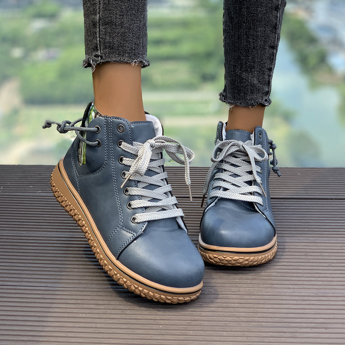 Women's Flat Heel Martin Boots Lace-up Zip Cotton-padded Diversi Fashion™
