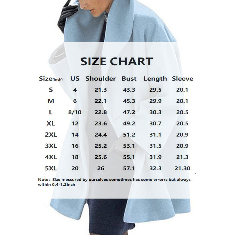 Plus Size Women's Solid Color Round Neck Button Coat - Oversized Hooded Wool-Like Long Coat For Fall&Winter CJ US