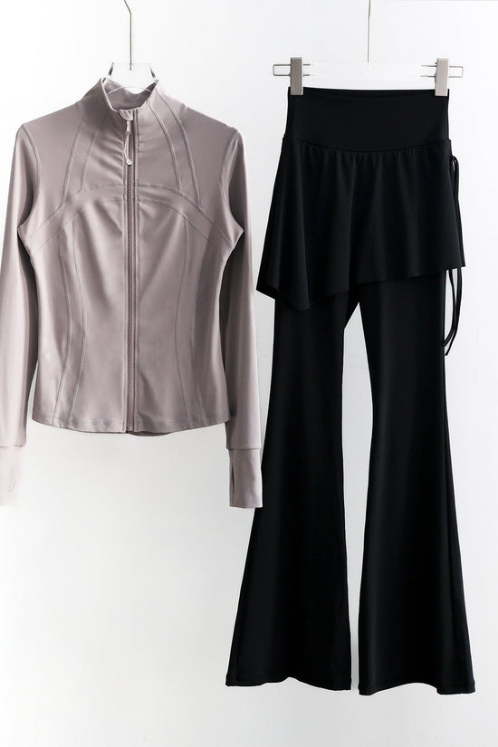 Long-sleeve Running Outfit With Zipper professional Gymwear Thats Slimming And Figure-flattering 