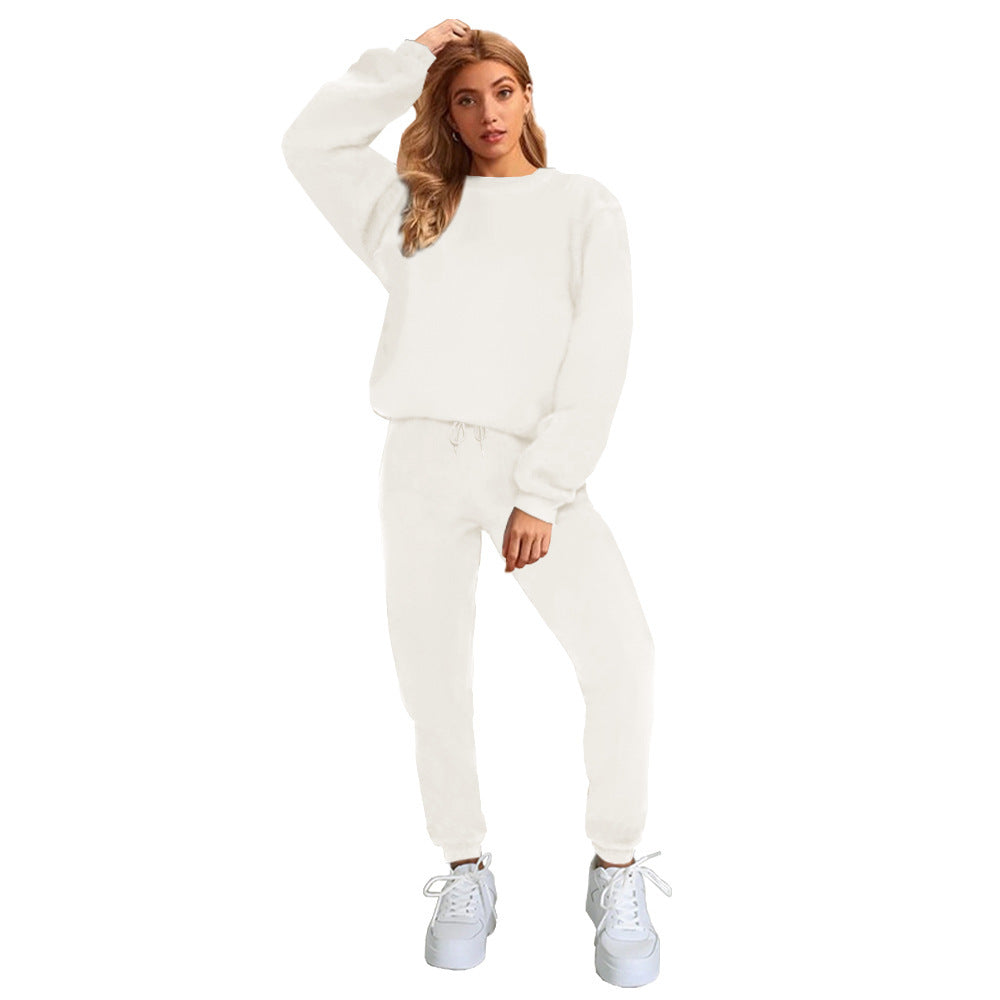 Women's Solid Color Round Neck Pullover Sweatshirt Pants Diversi Fashion™